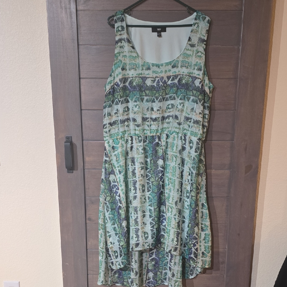 Mossimo Supply Co. Green Patterned High Low Dress